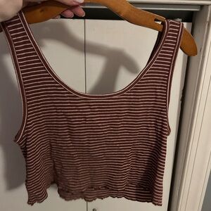 American Eagle Outfitters Brown Striped Crop Top